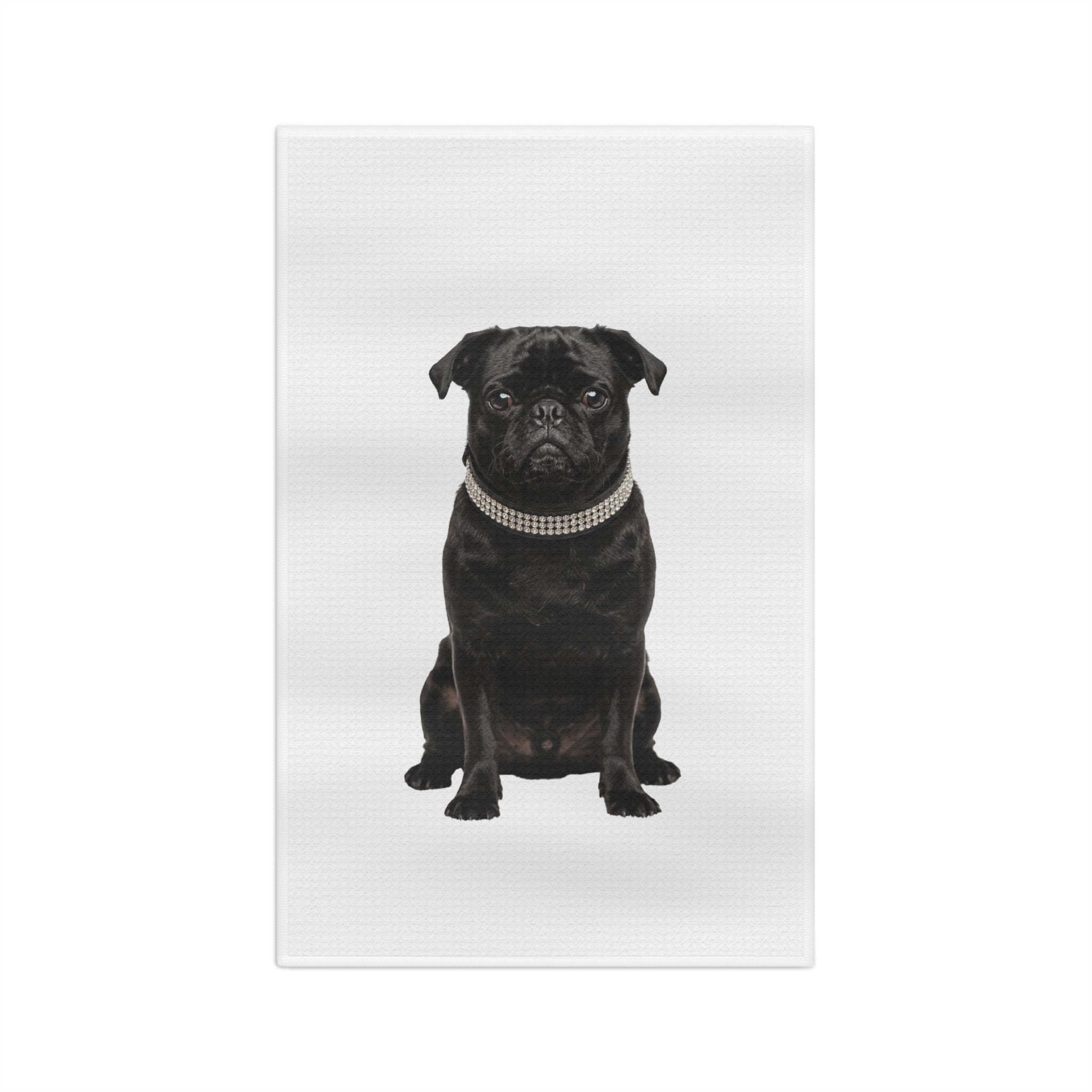 Pug with Diamond Necklace - Tea Towel
