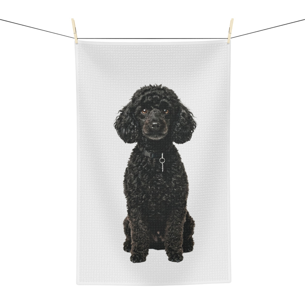 Miniature Poodle Black - Microfiber Tea Towel