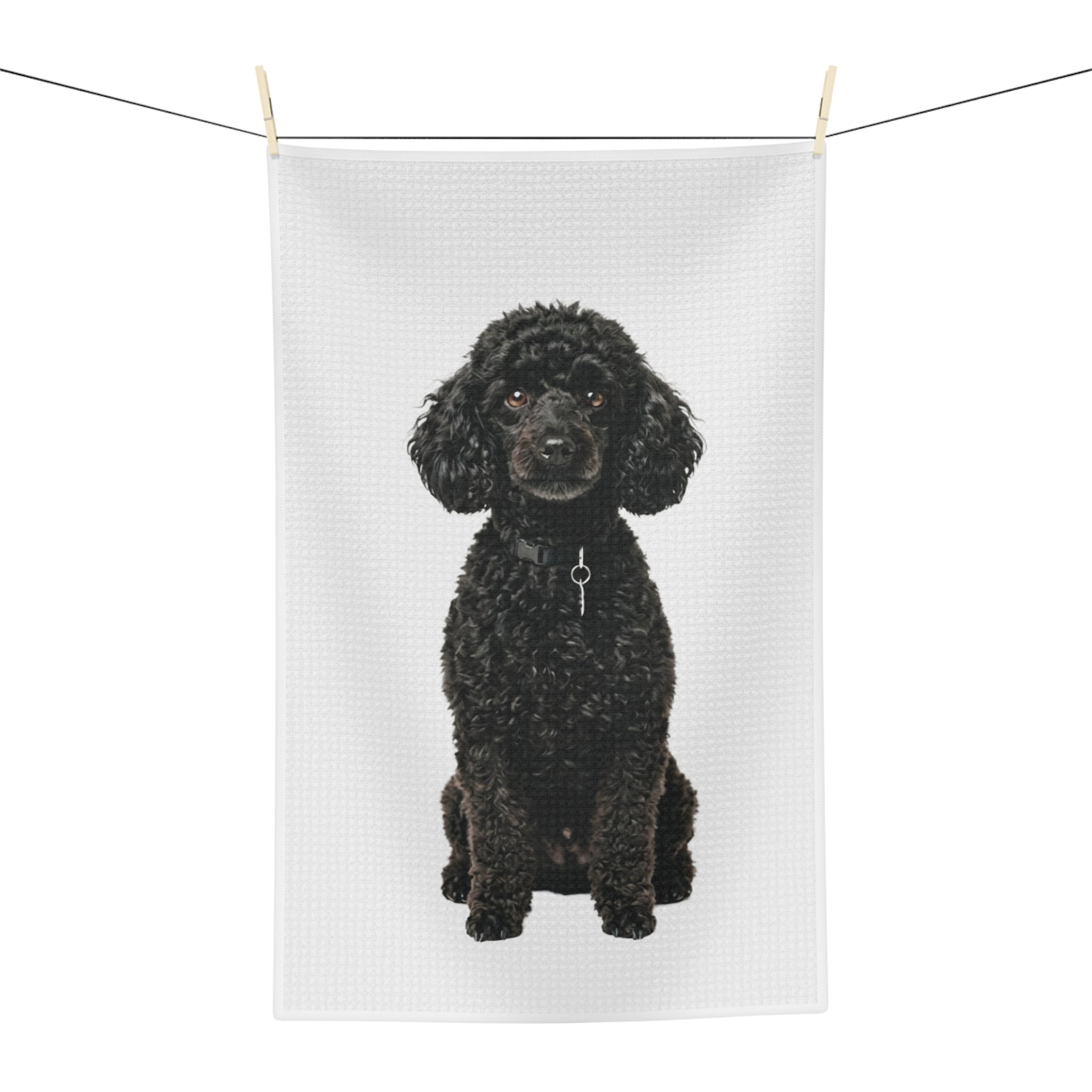 Miniature Poodle Black - Microfiber Tea Towel